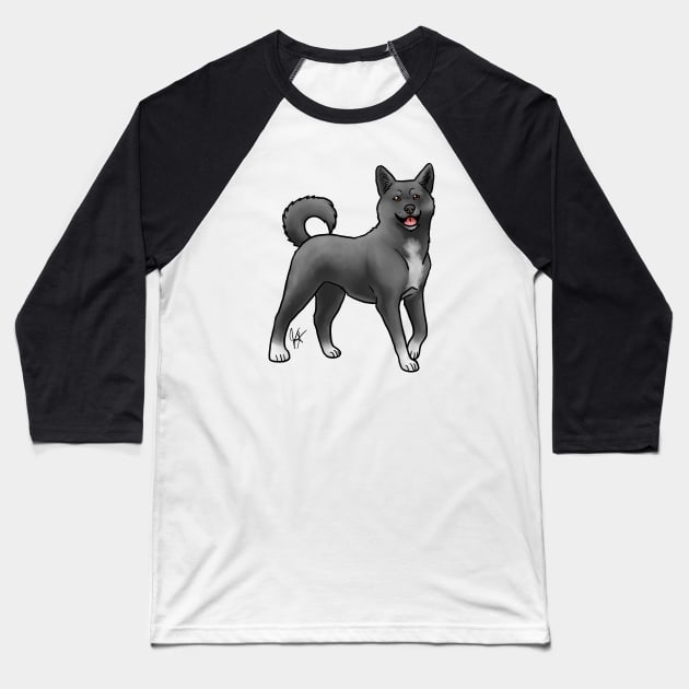 Dog - Korean Jindo - Black Baseball T-Shirt by Jen's Dogs Custom Gifts and Designs